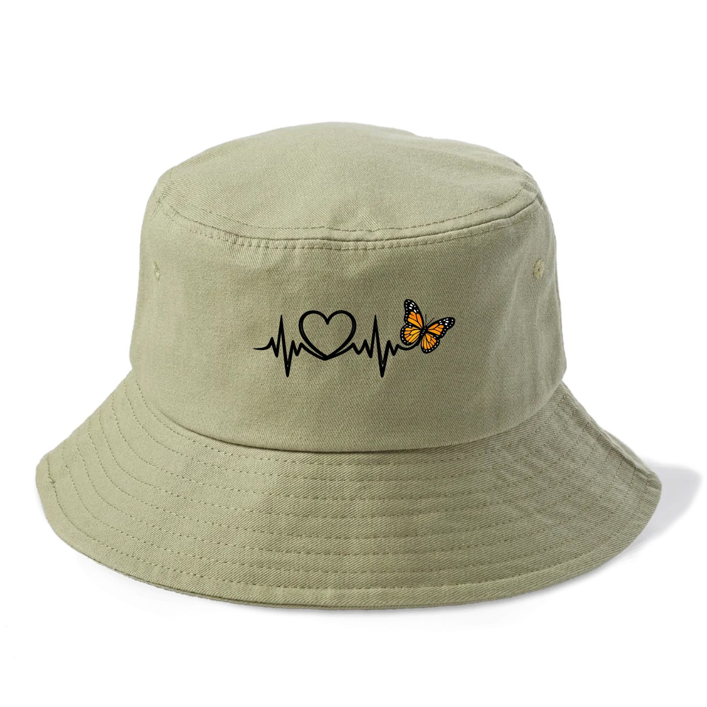 Heartbeat Butterfly - Bucket Hat - Army Green