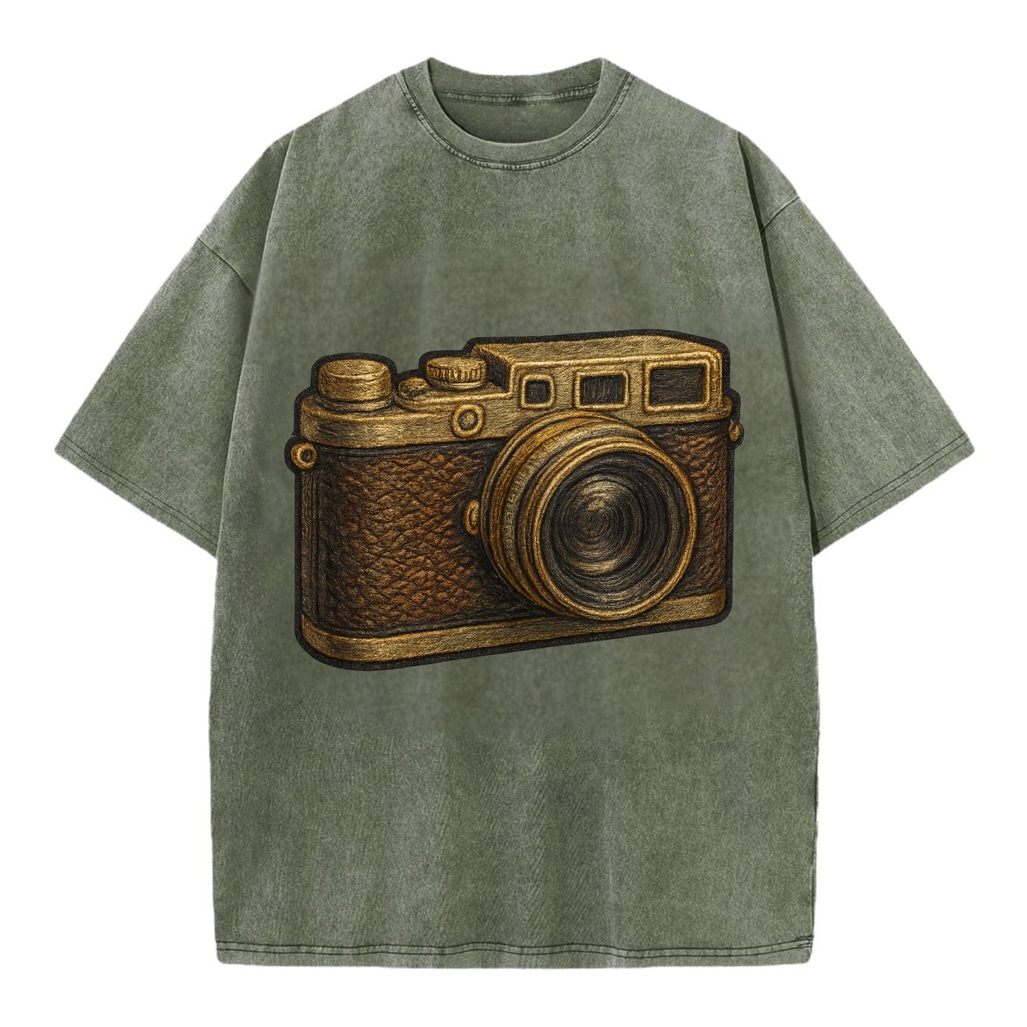 Film Camera  - Vintage T-shirt - Army Green