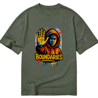 Person holding up hand in "stop" gesture - setting boundaries concept, - Classic T-shirt - Army Green