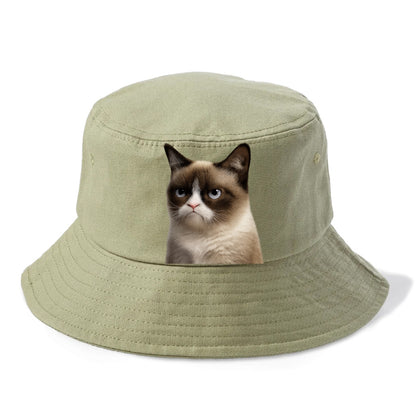 Grumpy Cat Expression  - Bucket Hat - Army Green