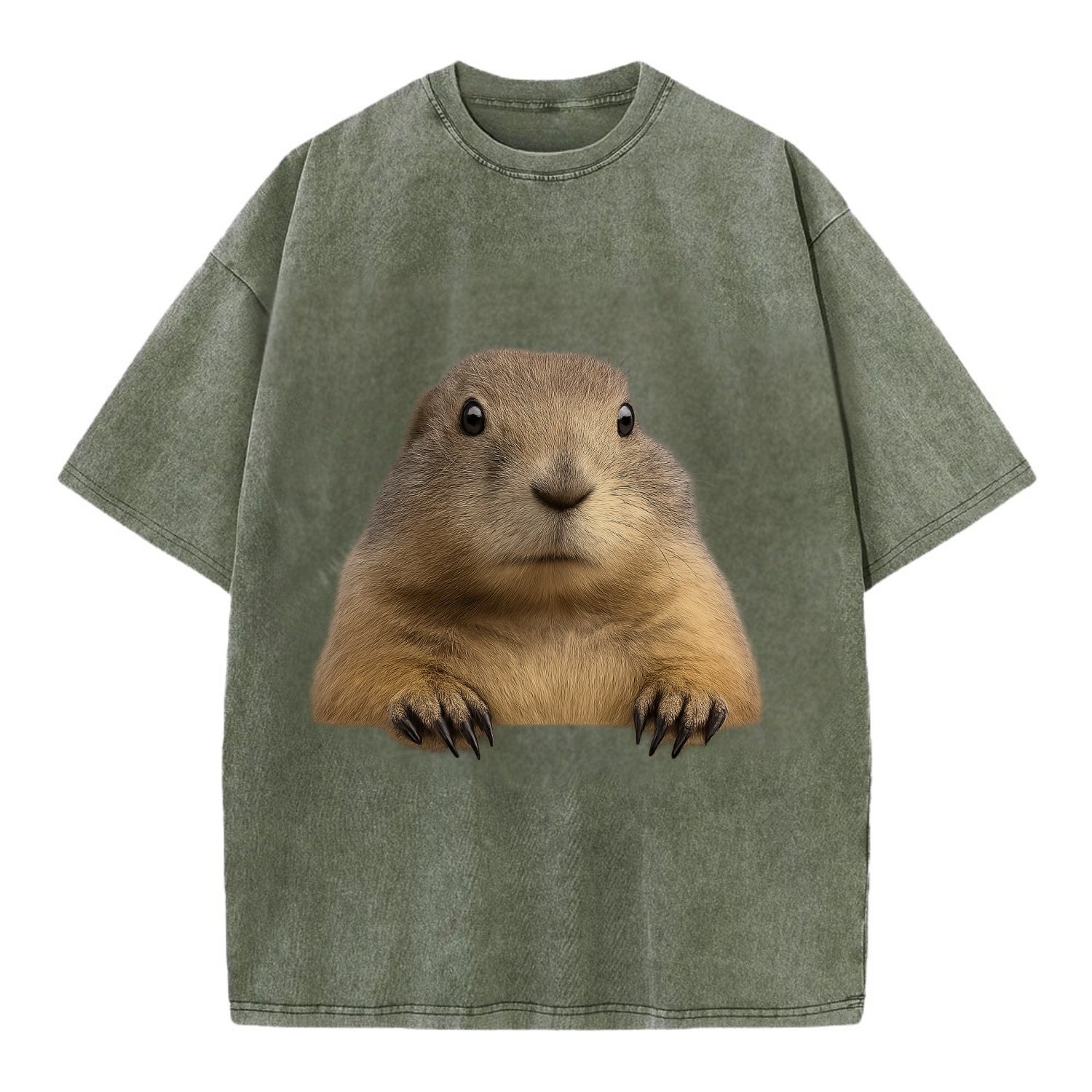 Prairie Dog  - Vintage T-shirt - Army Green