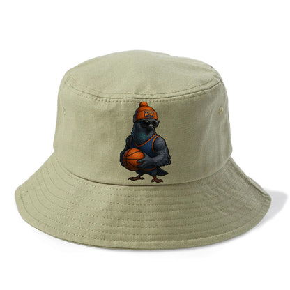 Manhattan Pigeon wearing Knicks beanie with skyline patch and wayfarer sunglasses - Bucket Hat - Army Green