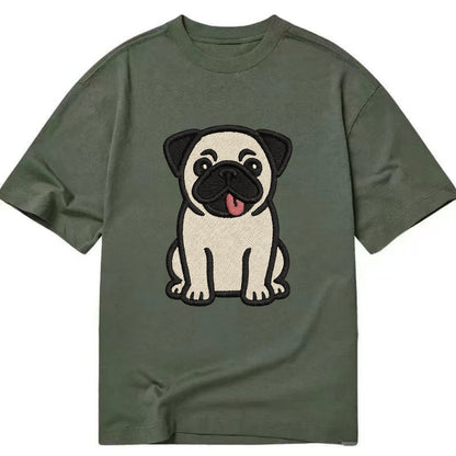 Pug - Tilted head with tongue out - Clas Classic T-shirt - Army Green