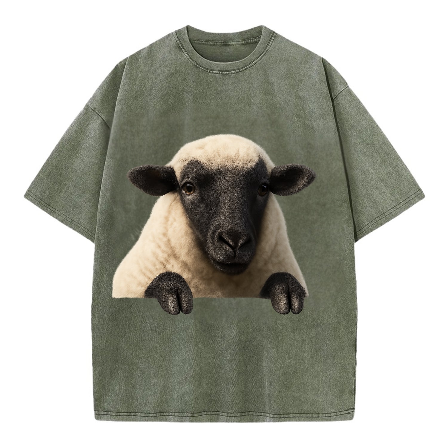 Sheep  - Vintage T-shirt - Army Green