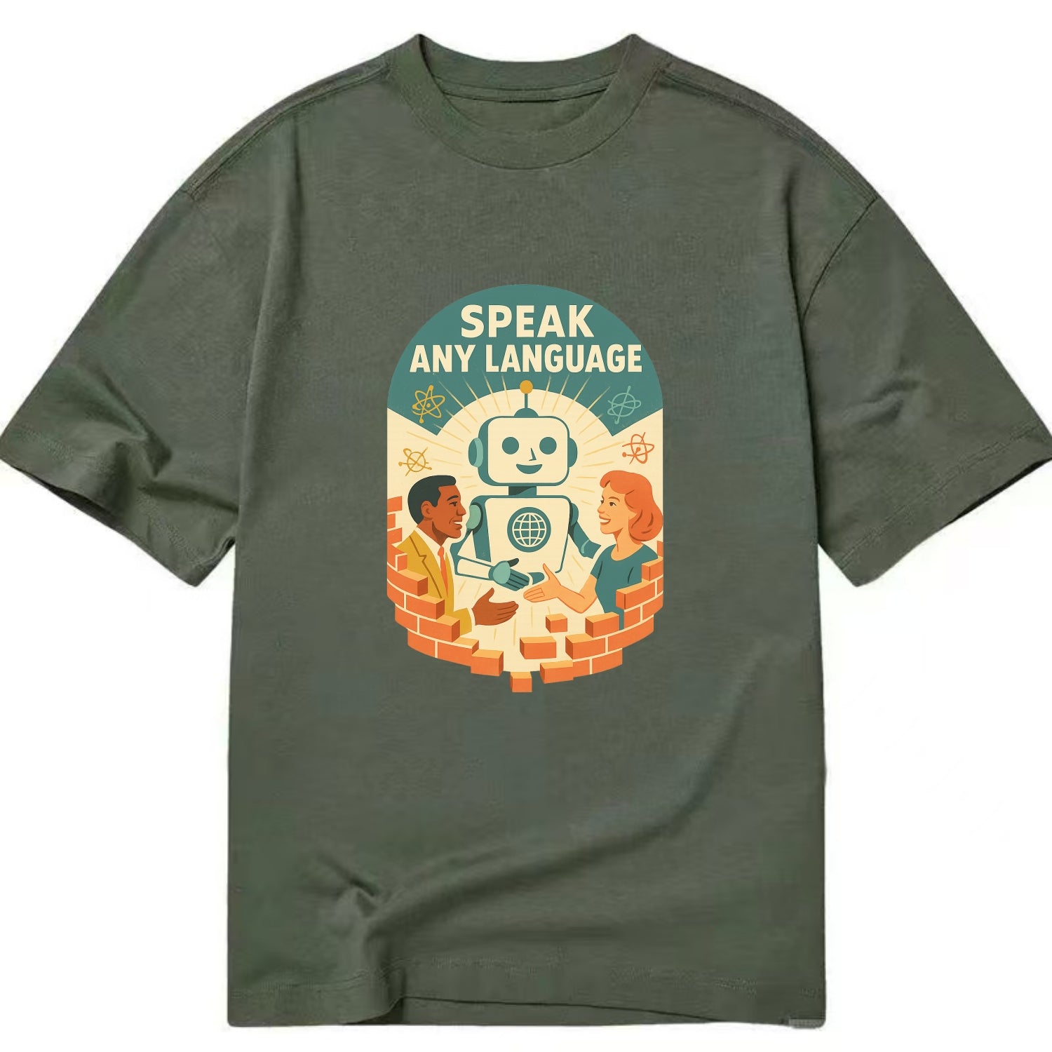 Language learning AI breaking down barriers - "Speak Any Language" - - Classic T-shirt - Army Green