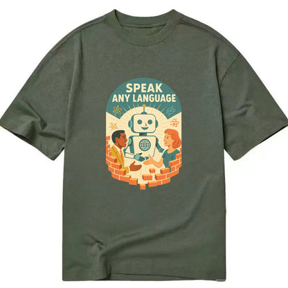 Language learning AI breaking down barriers - "Speak Any Language" - - Classic T-shirt - Army Green