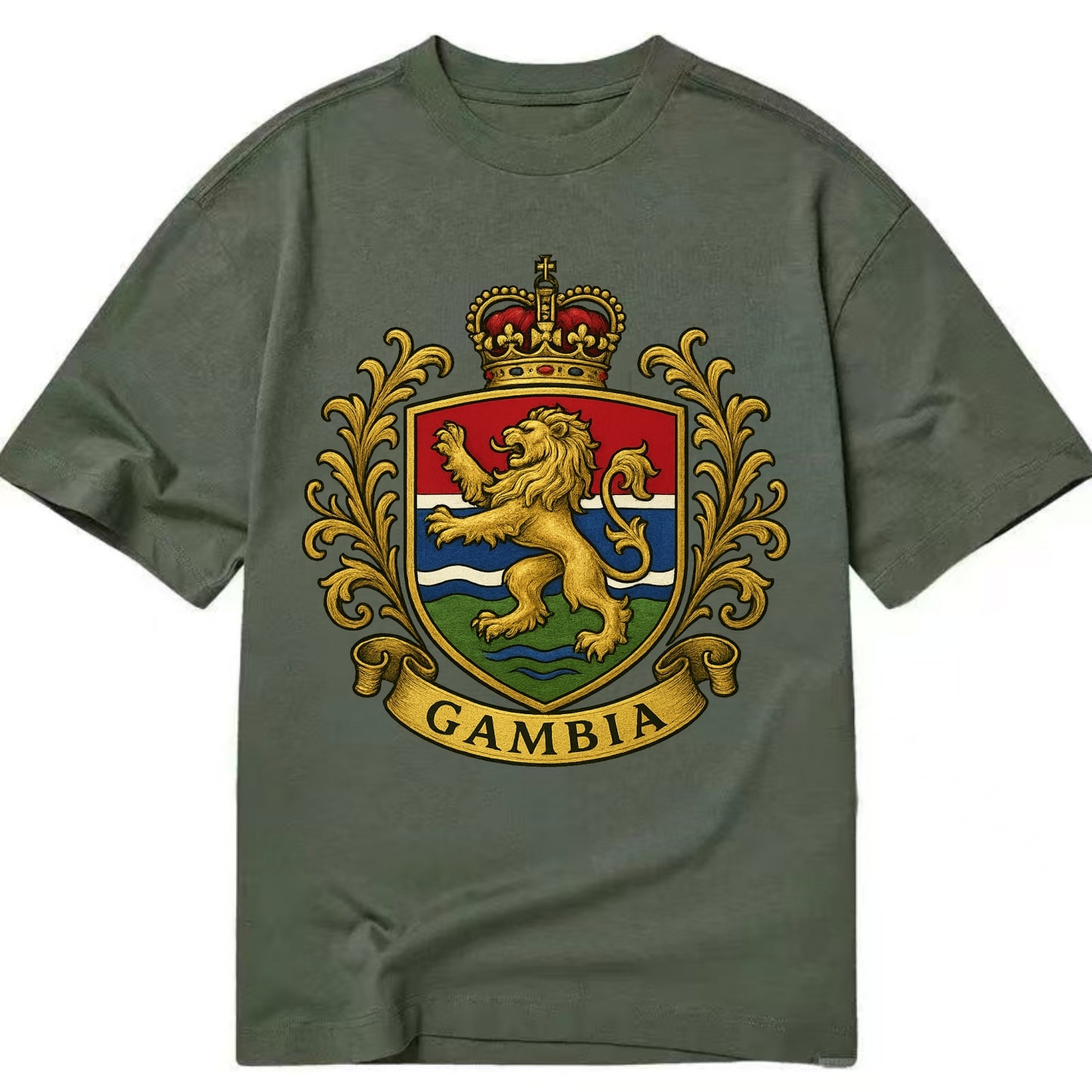 Gambia Heritage Badge  - Classic T-shirt - Army Green