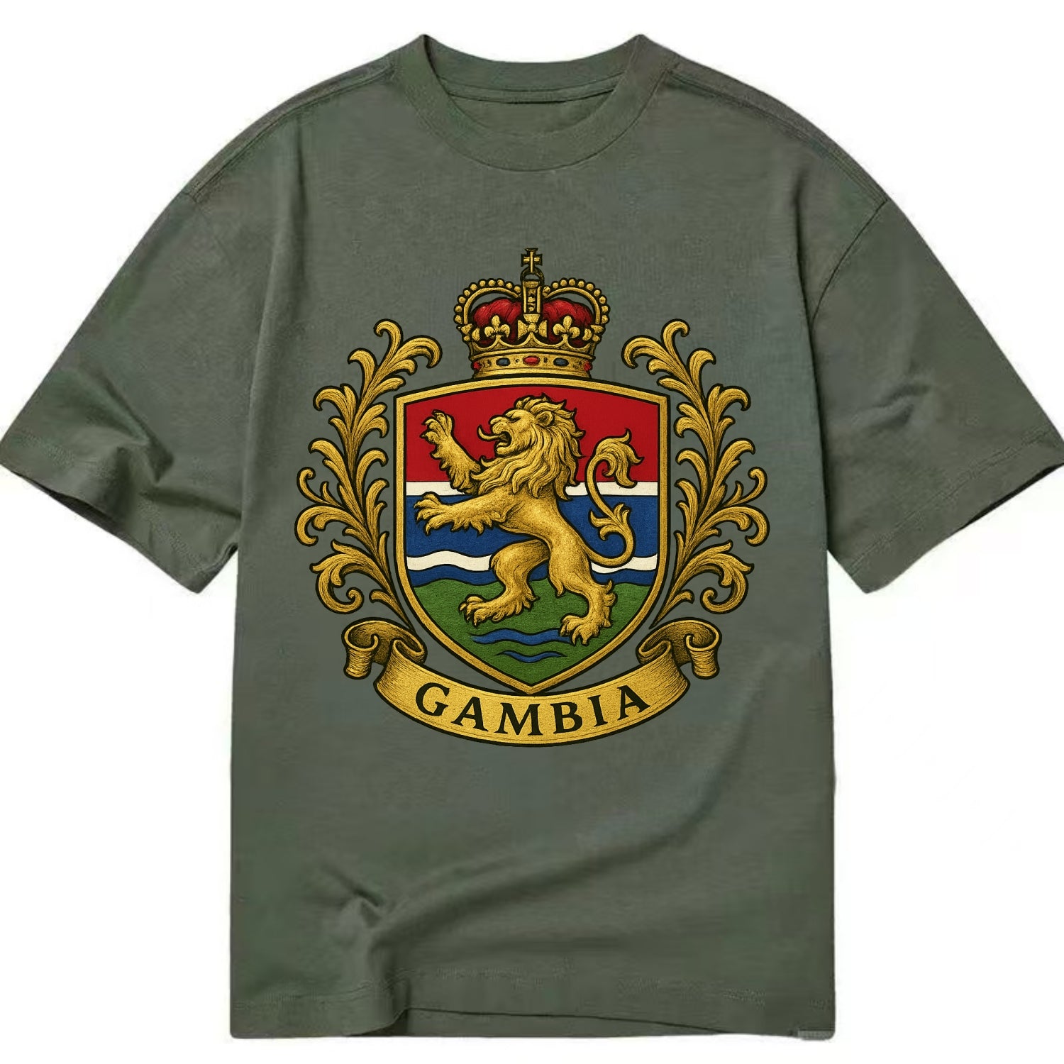 Gambia Heritage Badge  - Classic T-shirt - Army Green