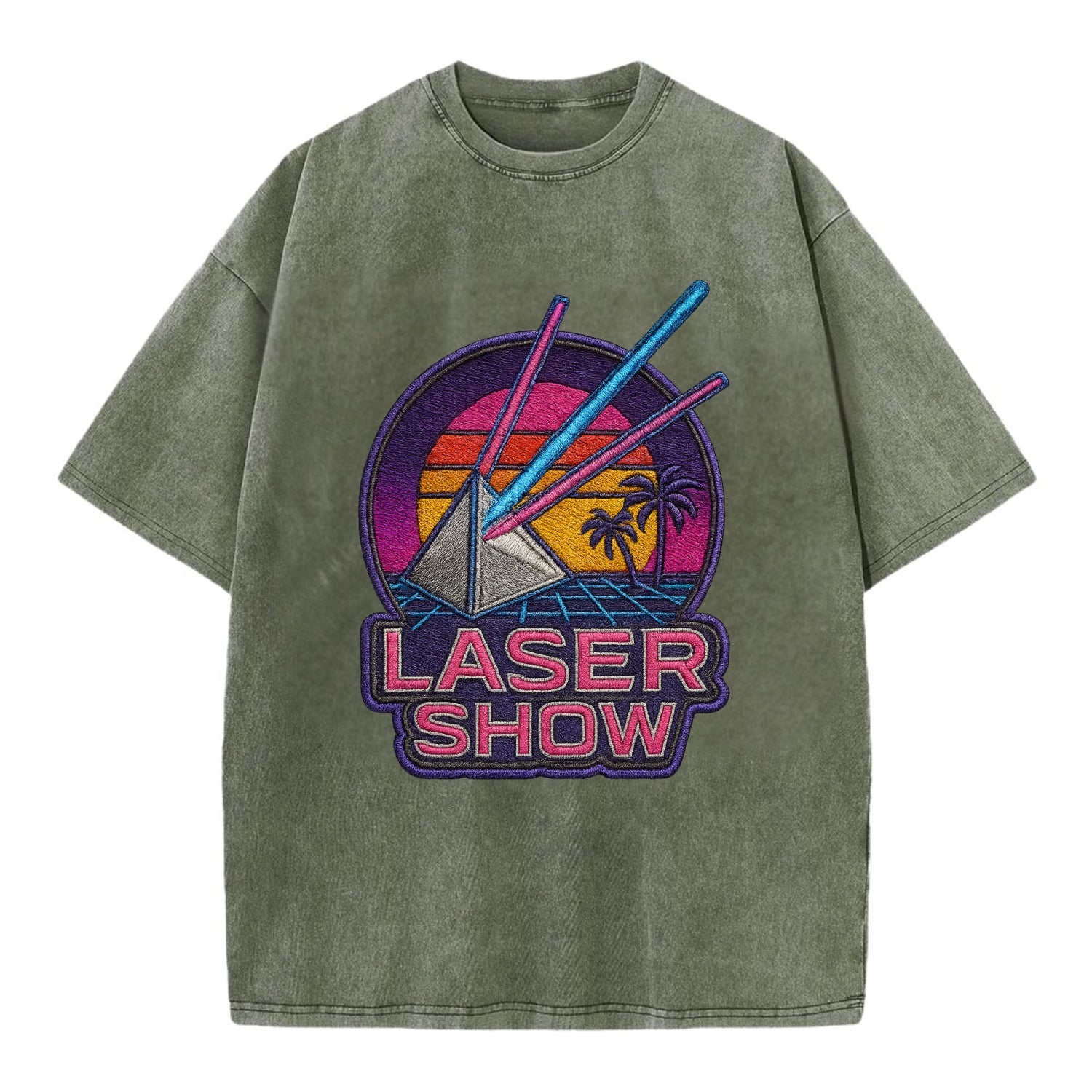 Laser Show - Vintage T-shirt - Army Green
