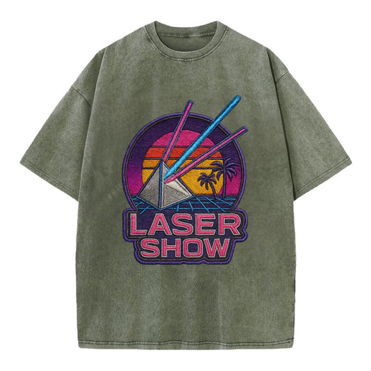Laser Show - Vintage T-shirt - Army Green