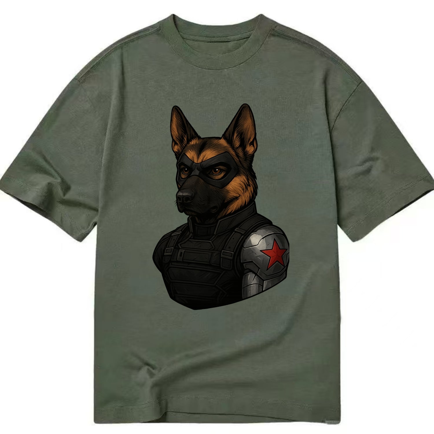 German Shepherd Winter Soldier  - Classic T-shirt - Army Green