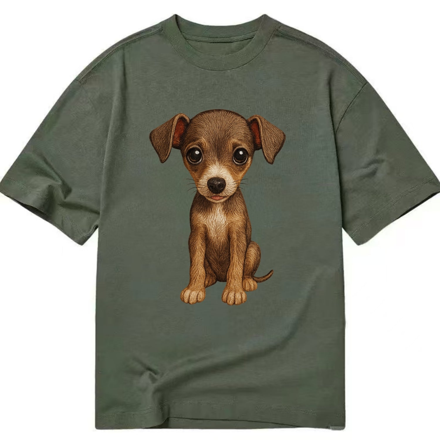 Baby Italian Greyhound Puppy - sleek tiny body, long legs, gentle eyes, - Classic T-shirt - Army Green