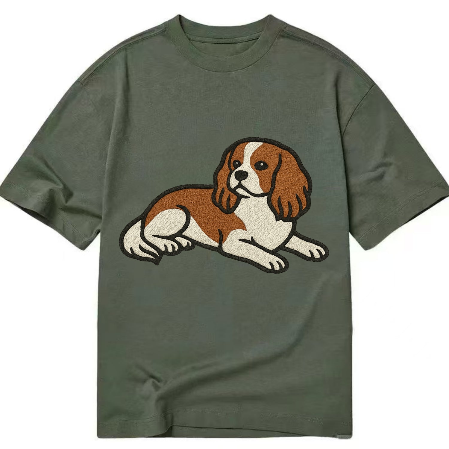 Cavalier King Charles Spaniel - Blenheim Classic T-shirt - Army Green