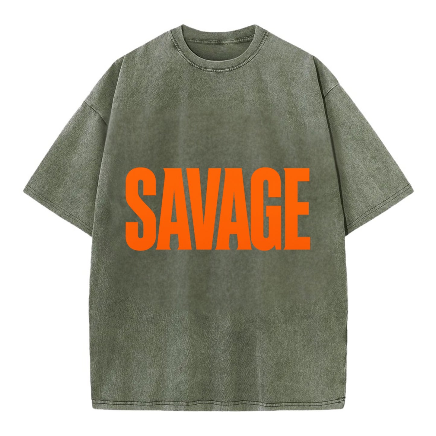 Bold typography design - "SAVAGE" - fierce attitude, taking no prisoners - Vintage T-shirt - Army Green
