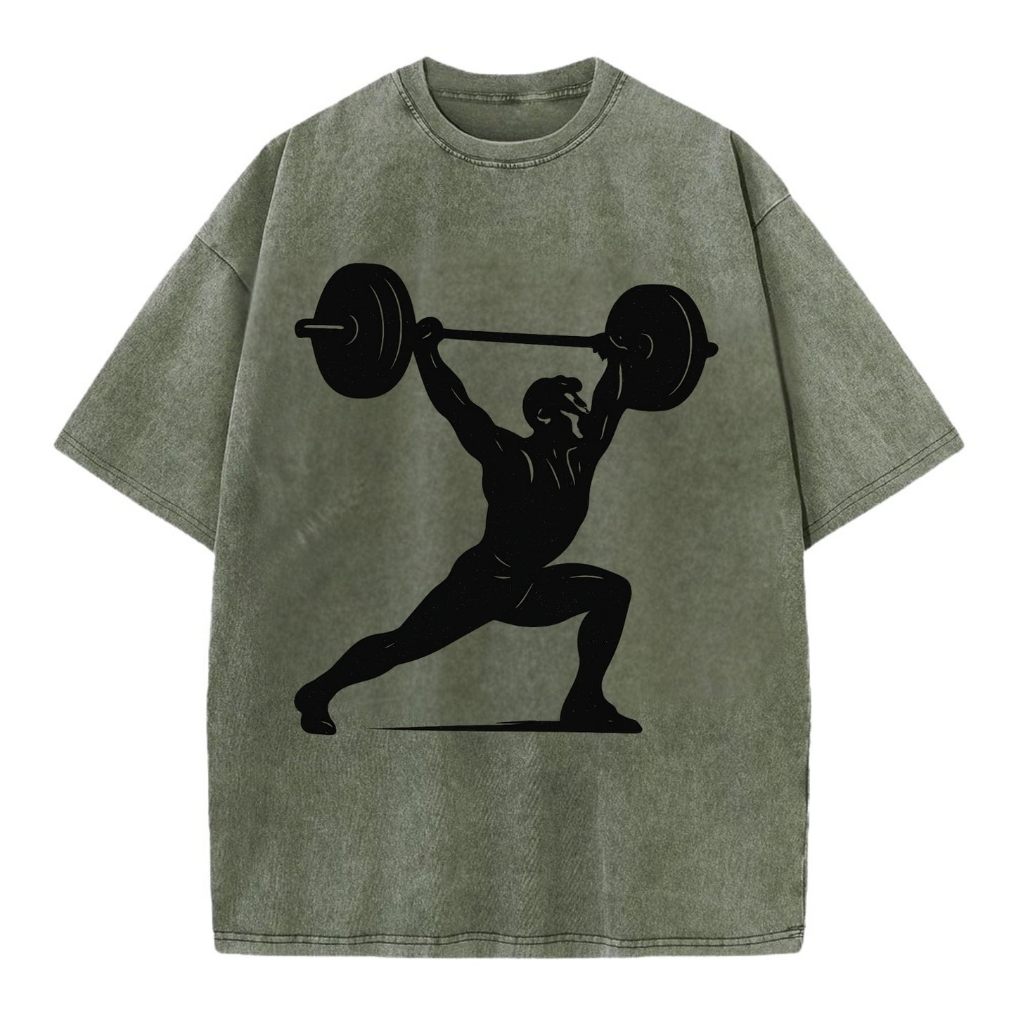Weightlifter doing overhead snatch - Vintage T-shirt - Army Green