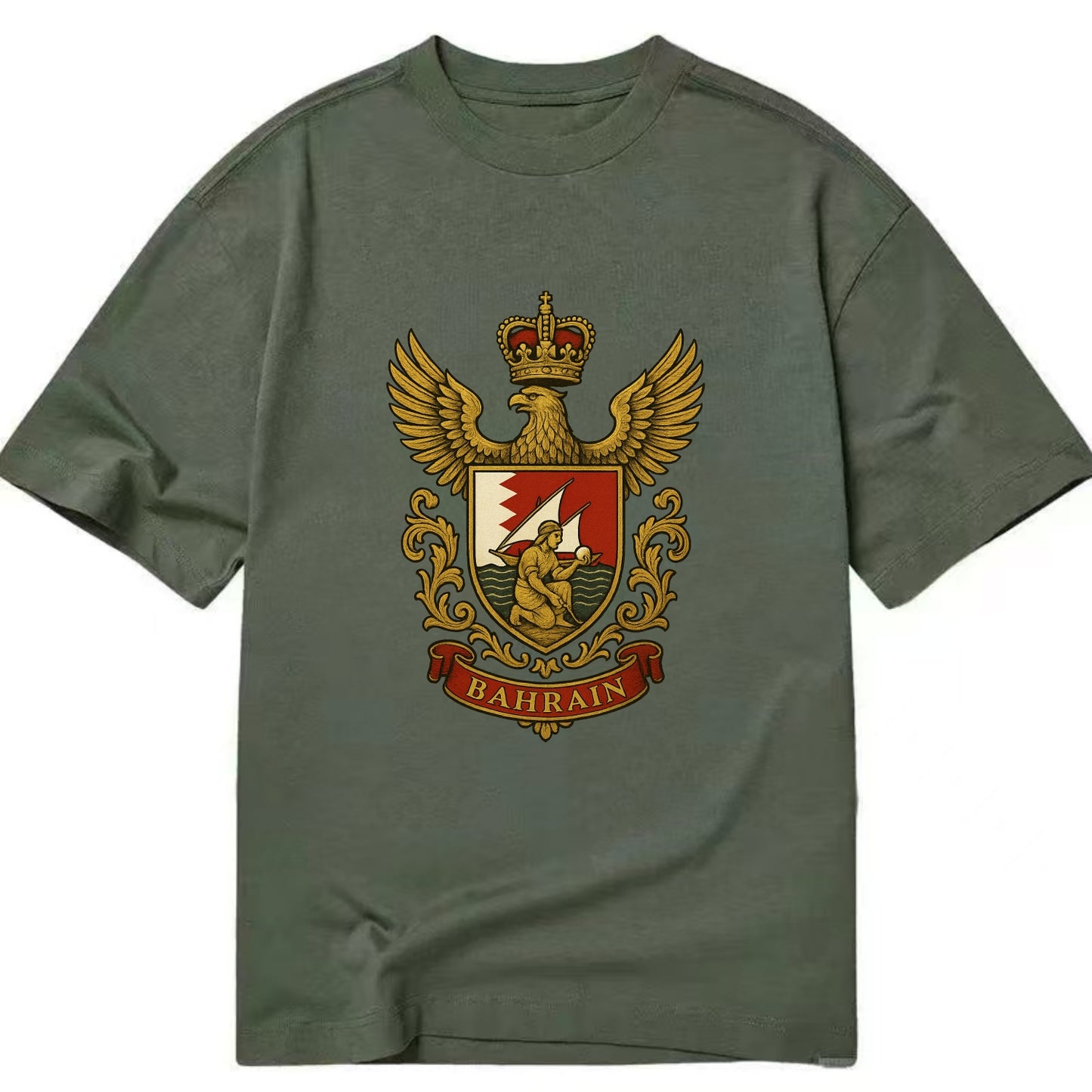 Bahrain Heritage Badge  - Classic T-shirt - Army Green