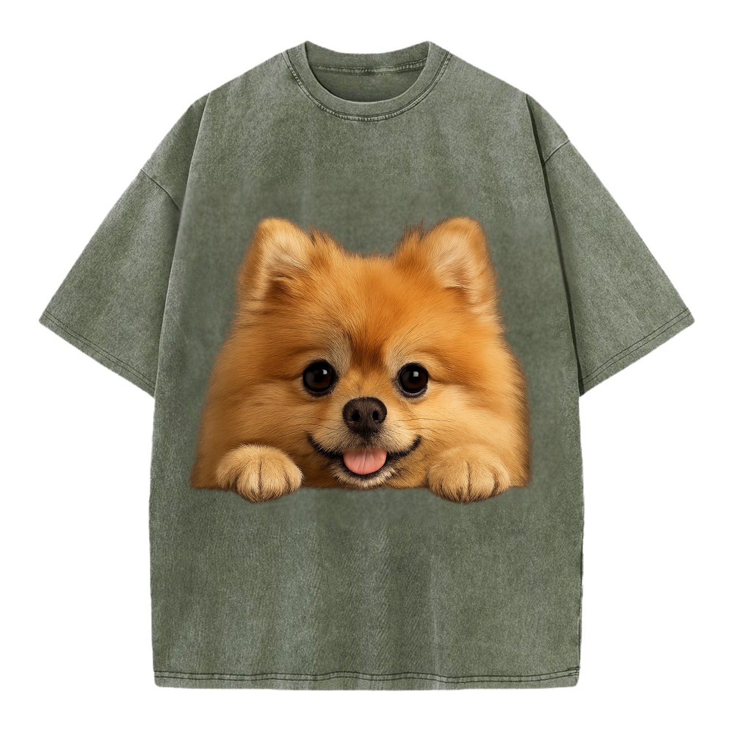 Pomeranian  - Vintage T-shirt - Army Green