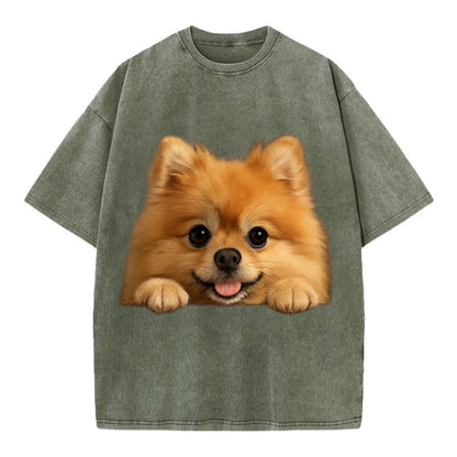 Pomeranian  - Vintage T-shirt - Army Green
