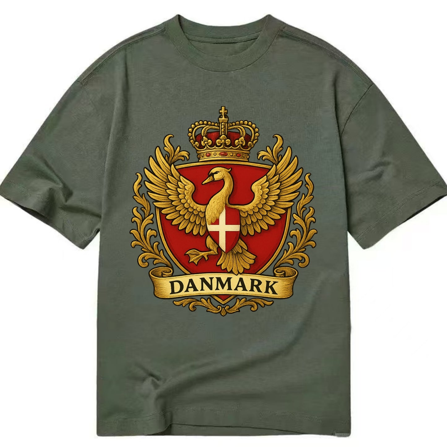 Denmark Heritage Badge  - Classic T-shirt - Army Green