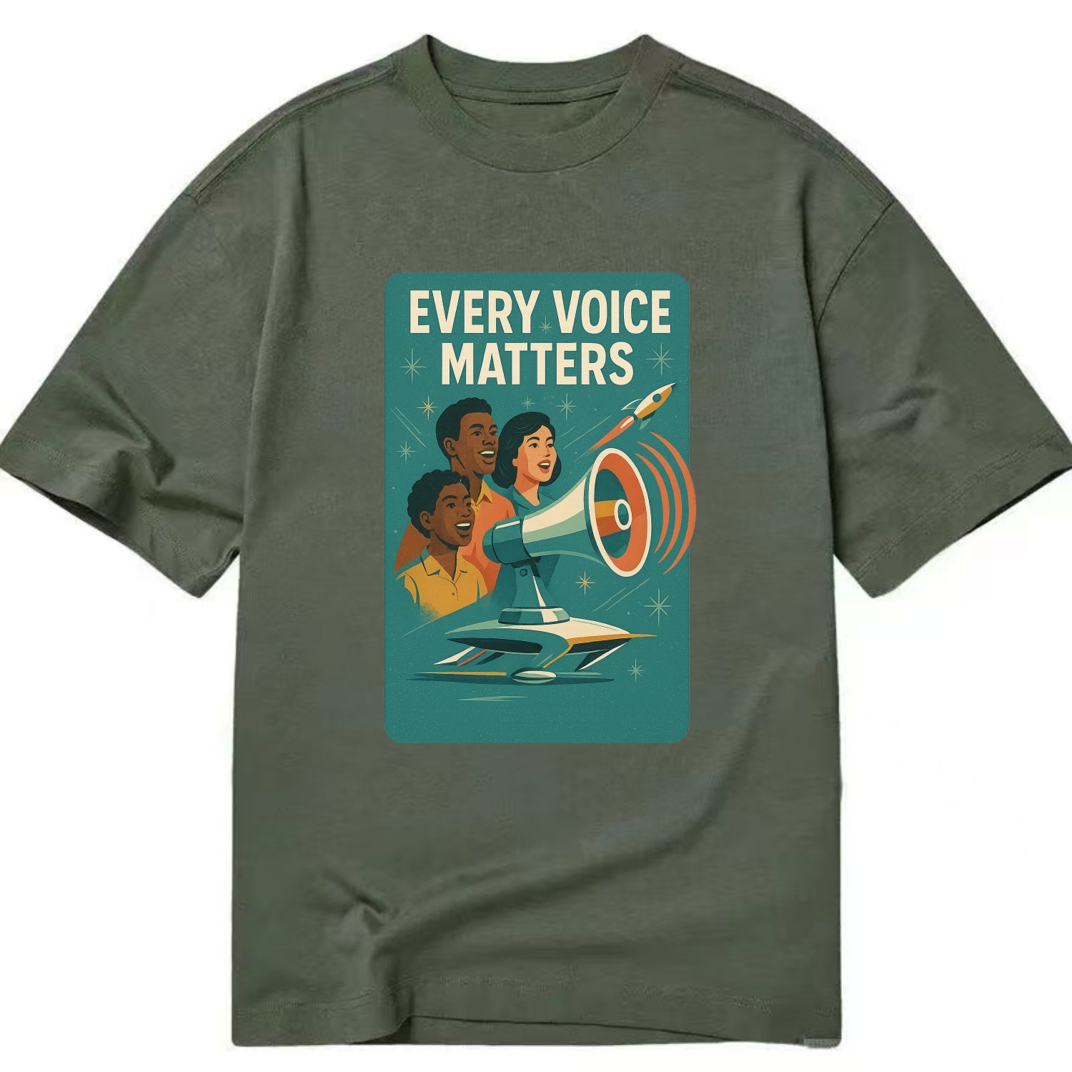 Diverse voices being heard and amplified - "Every Voice Matters" - inclusive - Classic T-shirt - Army Green