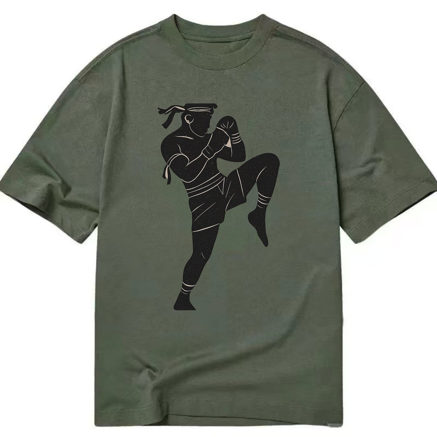 Muay Thai fighter with knee strike - Classic T-shirt - Army Green