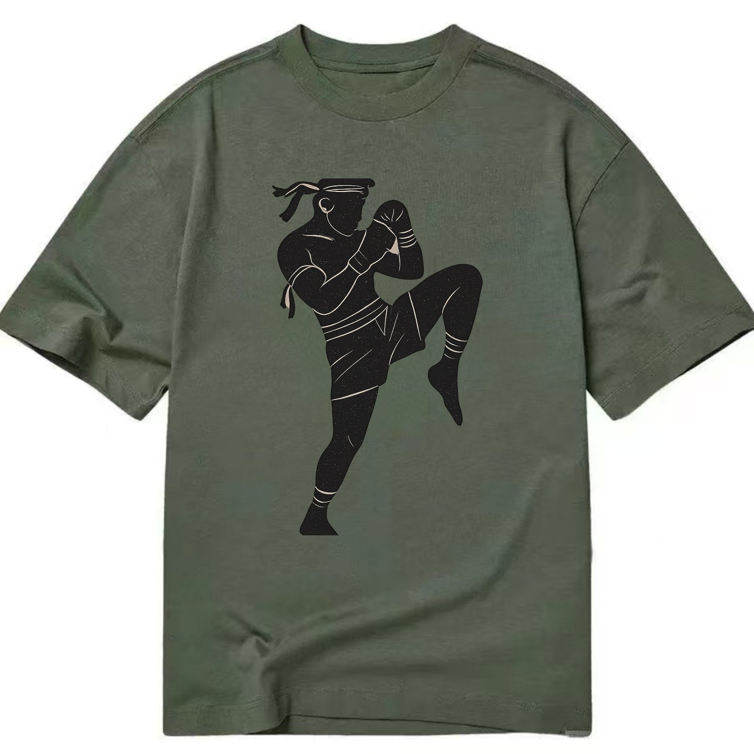 Muay Thai fighter with knee strike - Classic T-shirt - Army Green