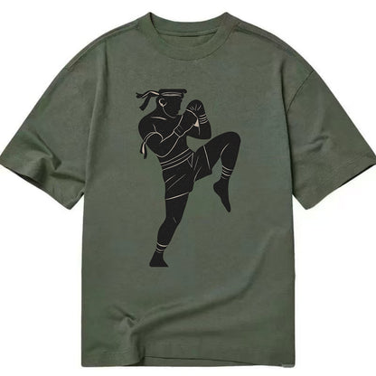 Muay Thai fighter with knee strike - Classic T-shirt - Army Green