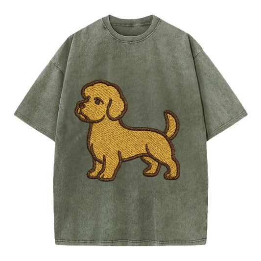 Dandie Dinmont Terrier Mustard Colored Pose Vintage T-shirt - Army Green