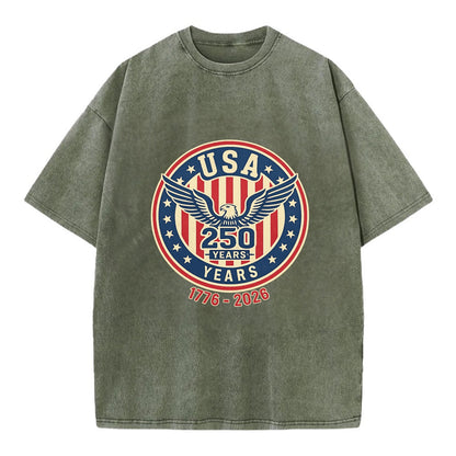 Usa 250 Years Eagle Seal - Vintage T-shirt - Army Green