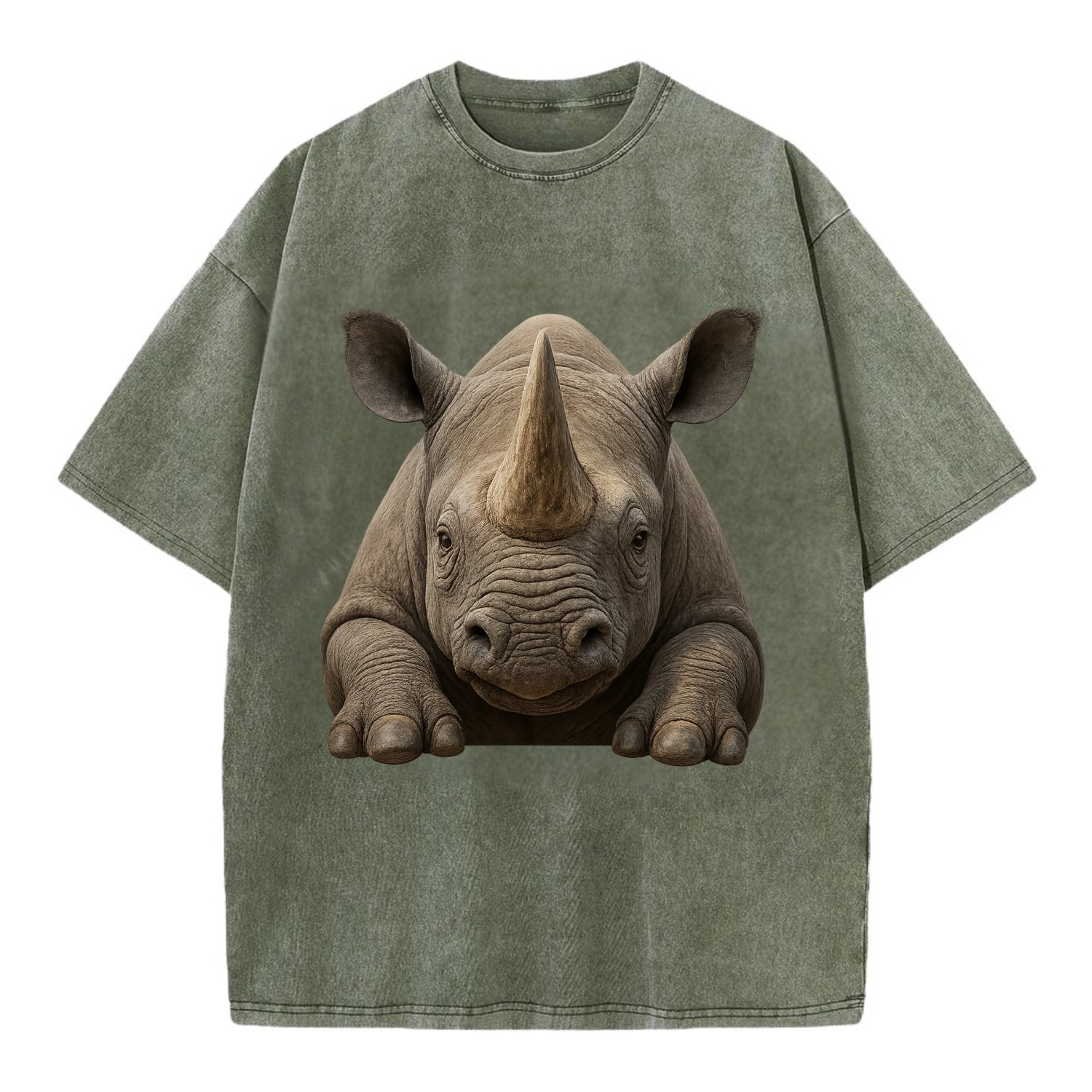 Rhinoceros  - Vintage T-shirt - Army Green