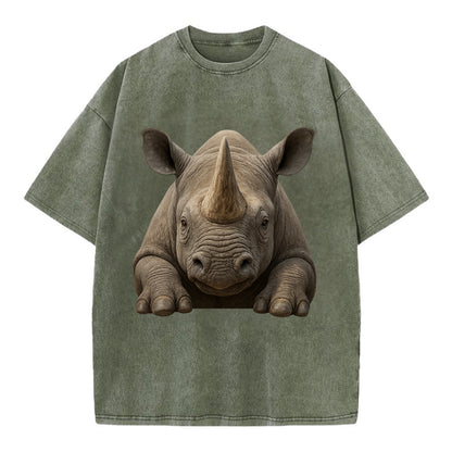 Rhinoceros  - Vintage T-shirt - Army Green