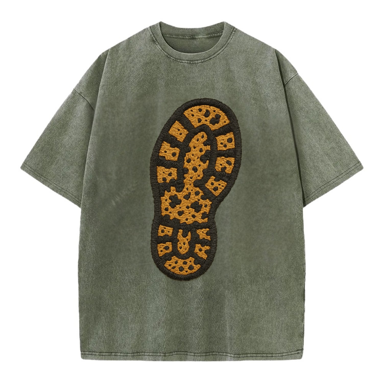 Hiking Boot Print  - Vintage T-shirt - Army Green