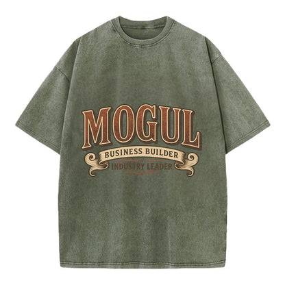 Bold typography design - "MOGUL" - business builder, industry leader - Vintage T-shirt - Army Green