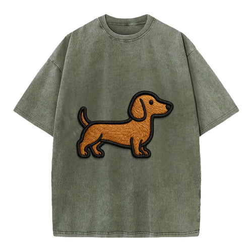 Dachshund - Modern elongated silhouette - Vintage T-shirt