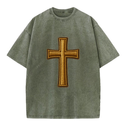 Latin Cross - Vintage T-shirt - Army Green