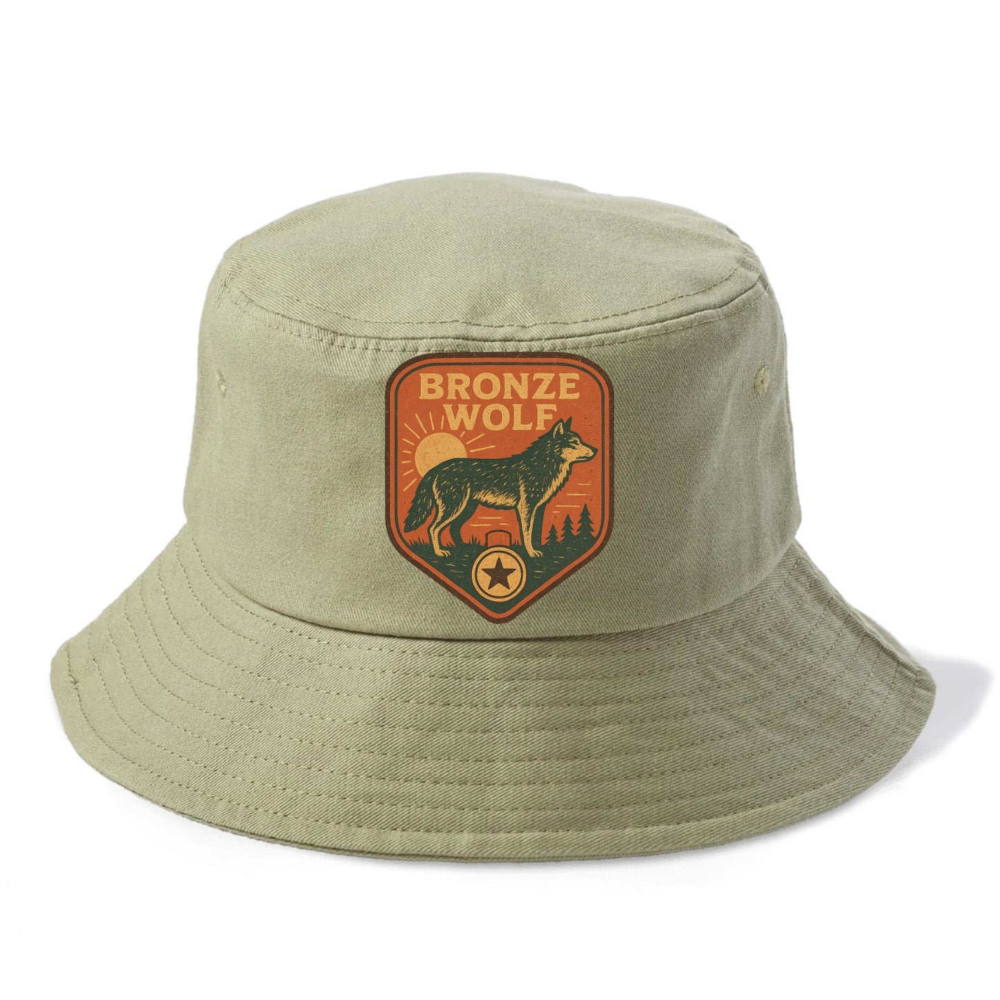 Bronze Wolf Medal  - Bucket Hat - Army Green