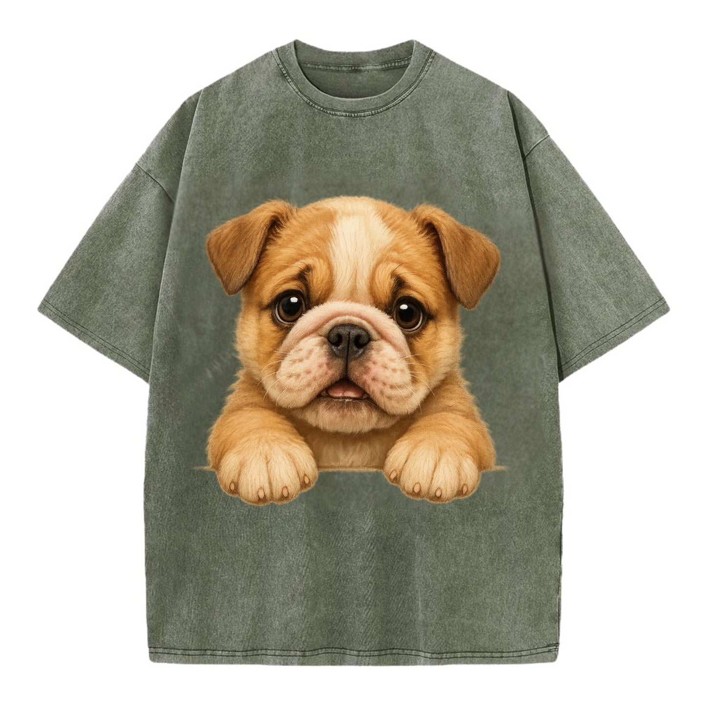 Bulldog  - Vintage T-shirt - Army Green