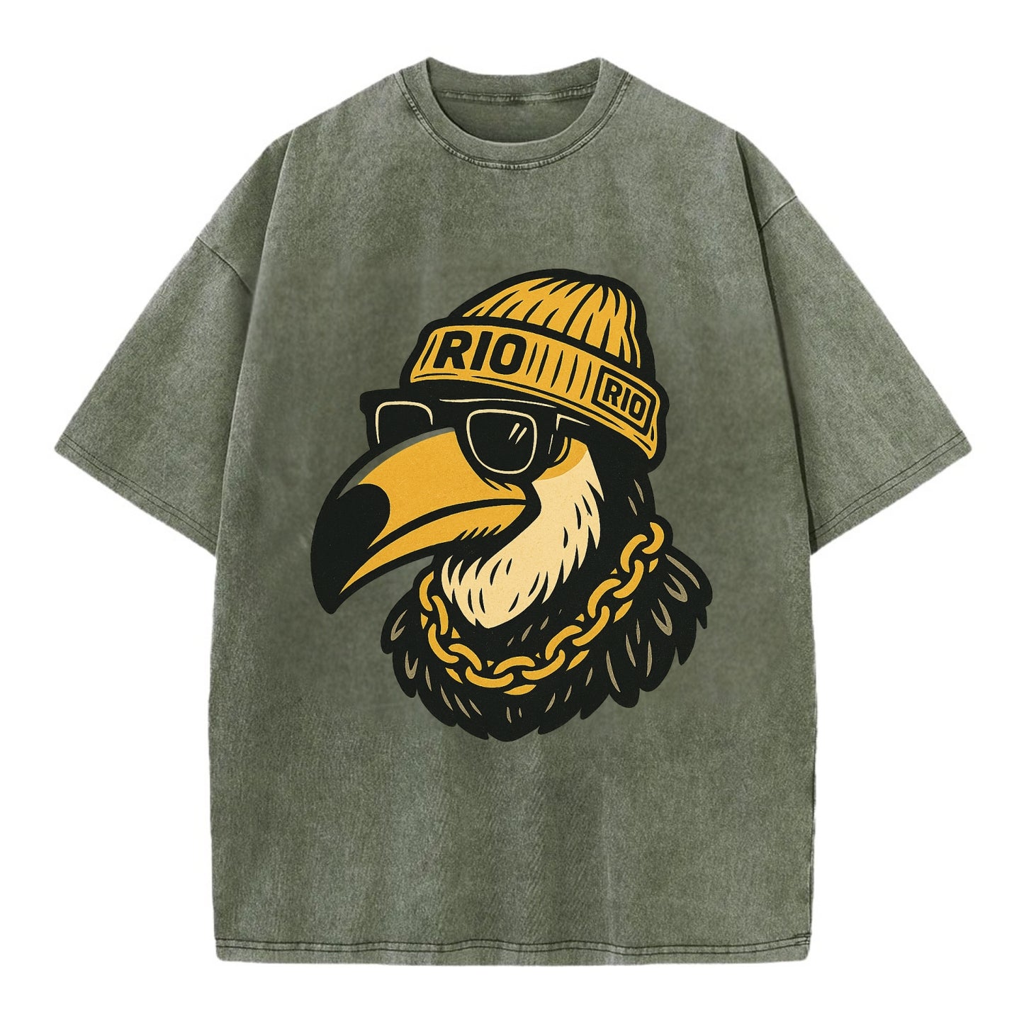 Rio Toucan - Vintage T-shirt - Army Green