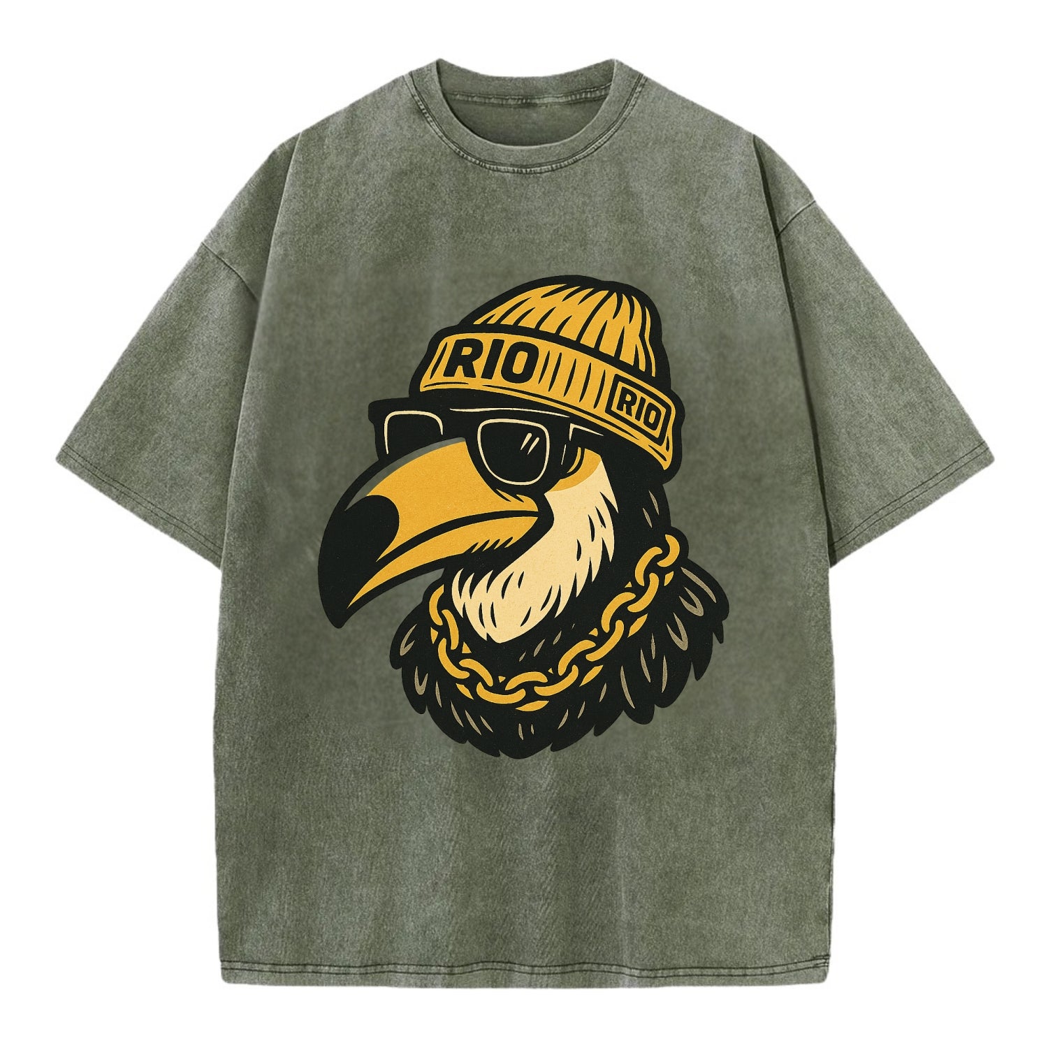 Rio Toucan - Vintage T-shirt - Army Green