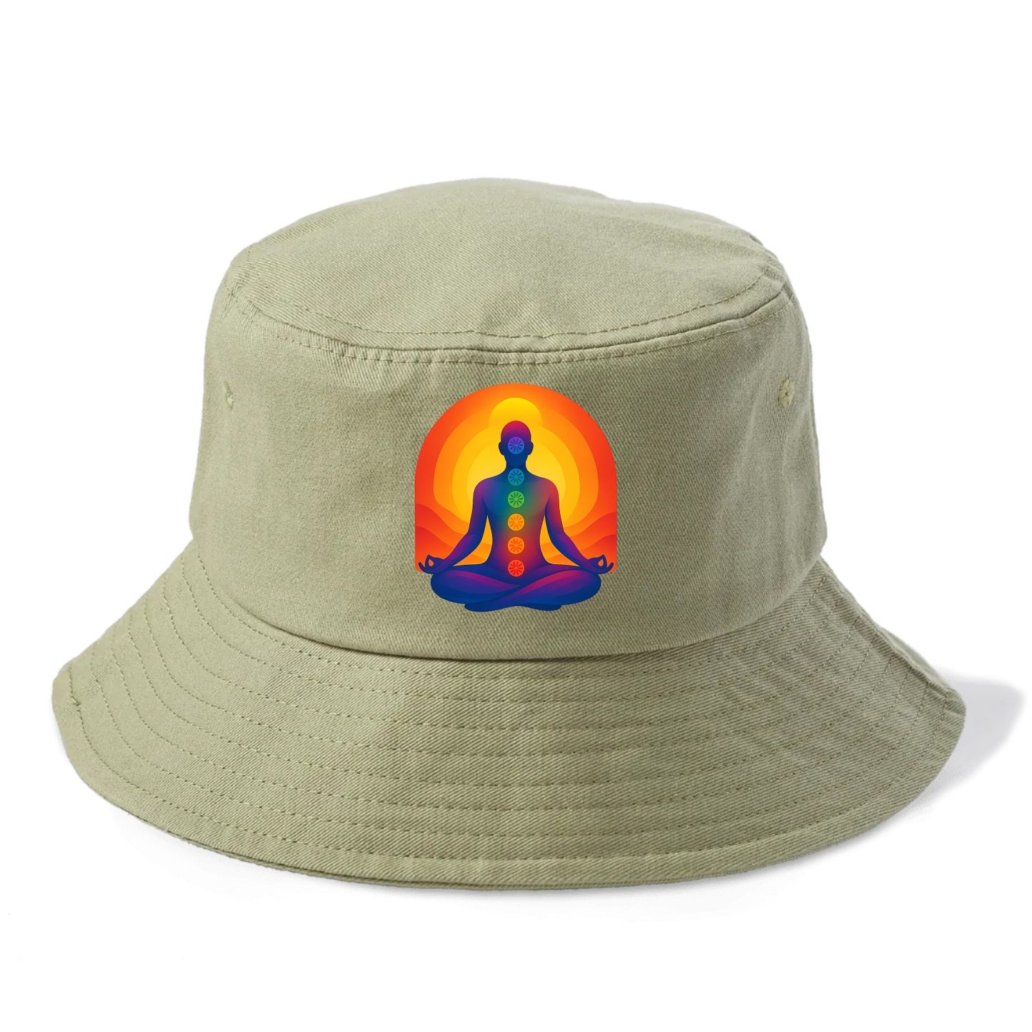 Sunset Meditation - Figure in lotus pose Bucket Hat - Army Green