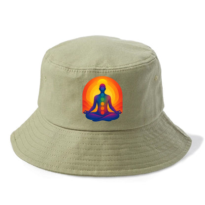 Sunset Meditation - Figure in lotus pose Bucket Hat - Army Green