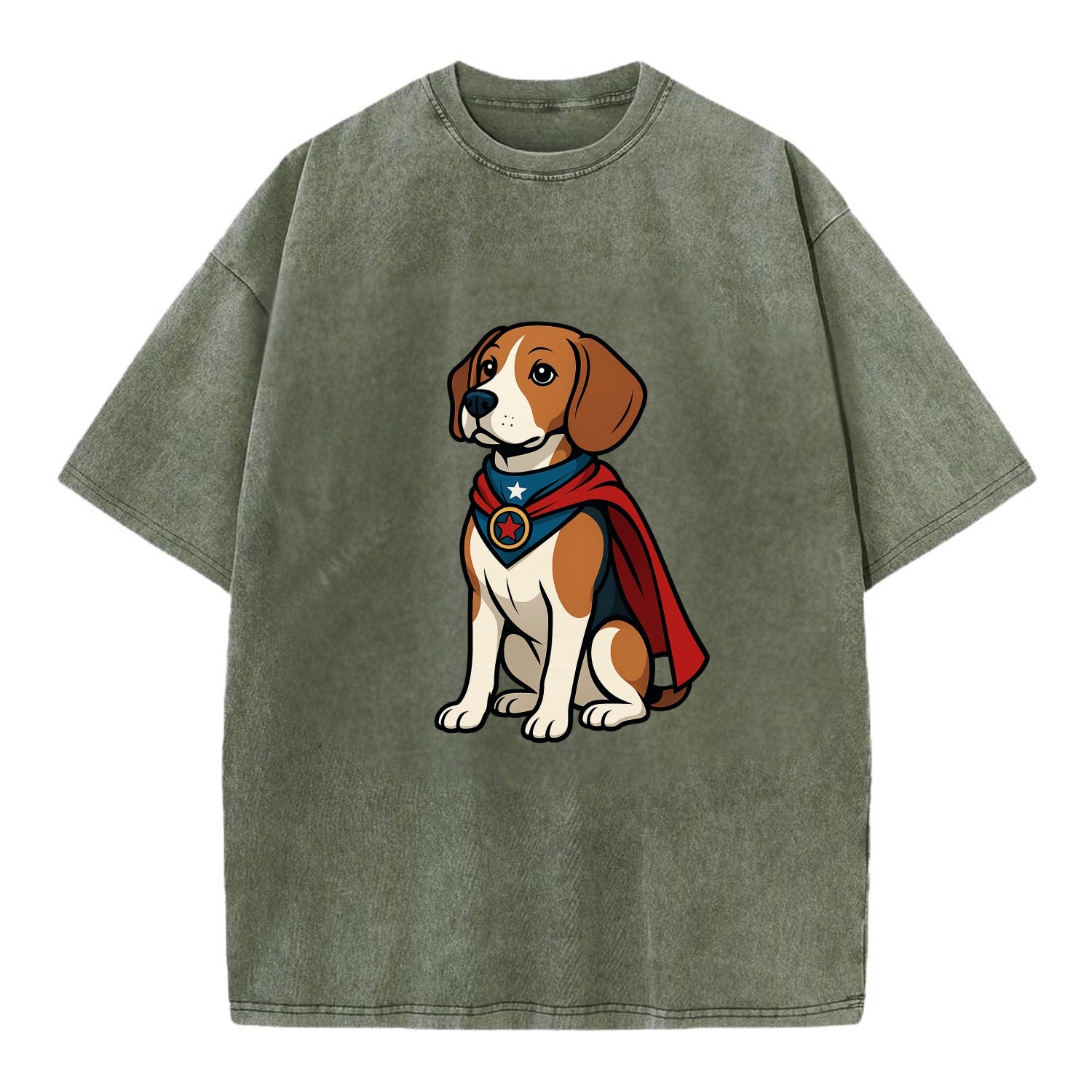 Beagle Patriotic Hero  - Vintage T-shirt - Army Green