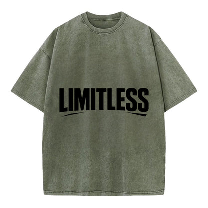 Bold typography design - "LIMITLESS" - no boundaries, infinite potential - Vintage T-shirt - Army Green