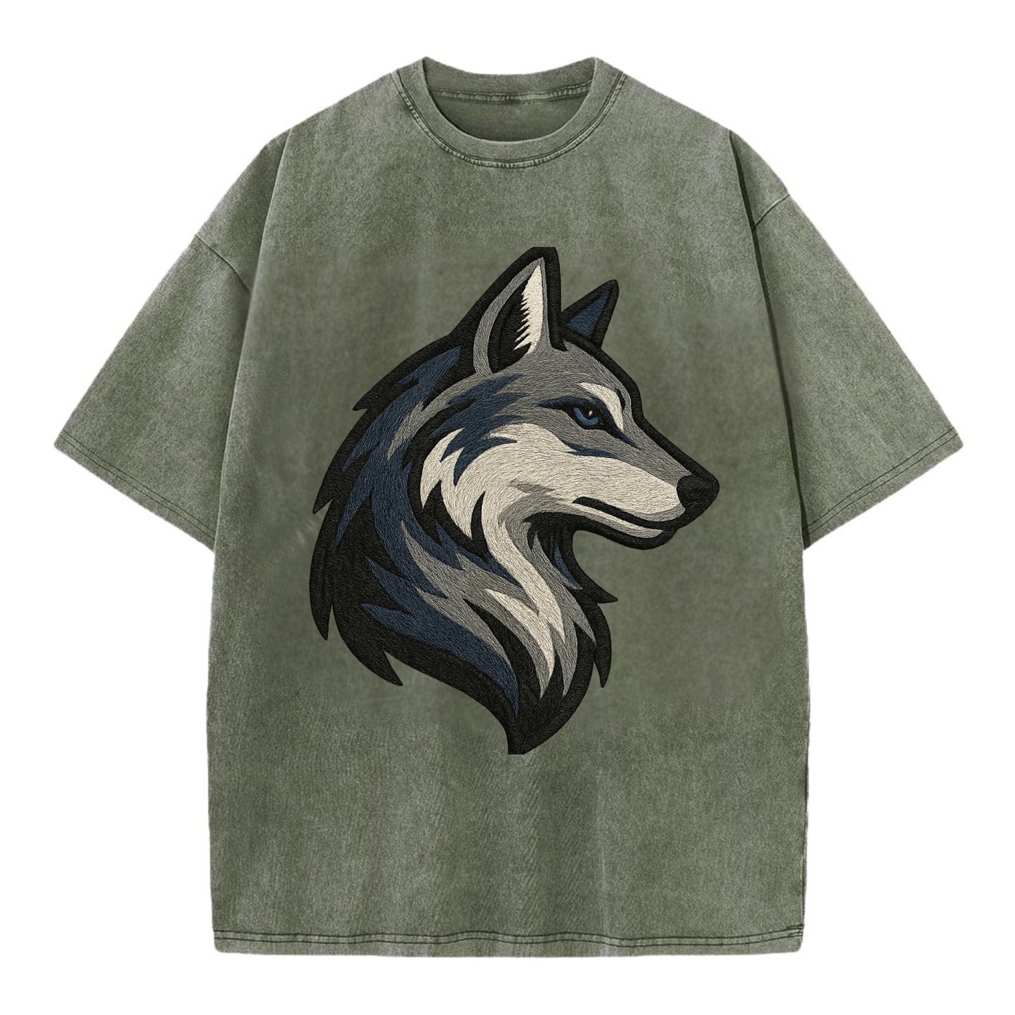 Lone Wolf Wanderer  - Vintage T-shirt - Army Green