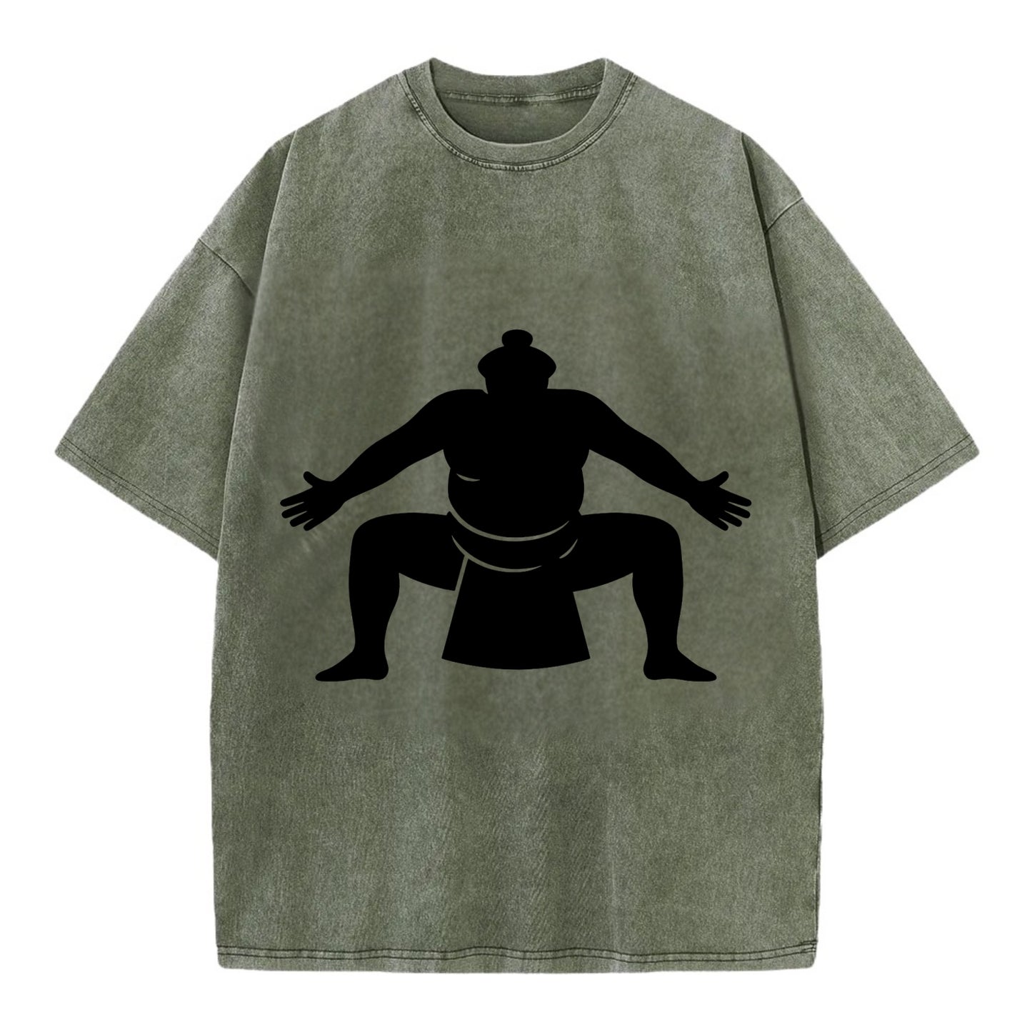 Japanese sumo wrestler ceremonial stance - Vintage T-shirt - Army Green