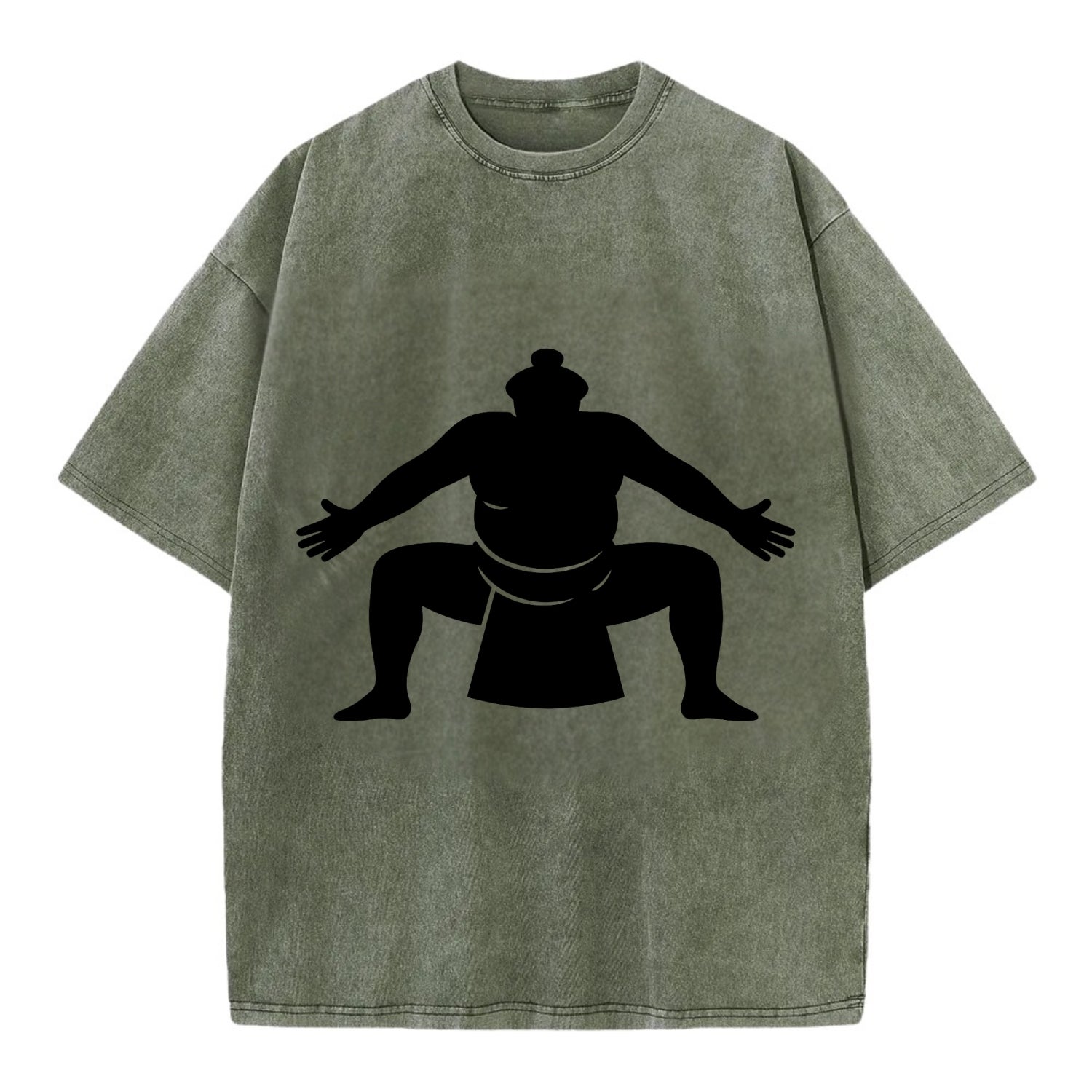 Japanese sumo wrestler ceremonial stance - Vintage T-shirt - Army Green