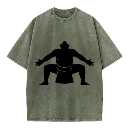 Japanese sumo wrestler ceremonial stance - Vintage T-shirt - Army Green
