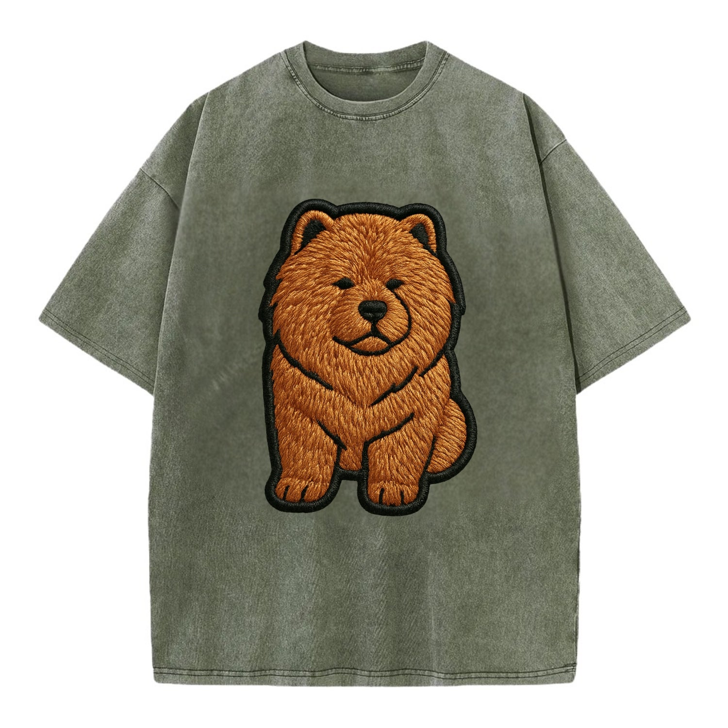 Chow Chow - Trendy lion-mane design with - Vintage T-shirt - Army Green