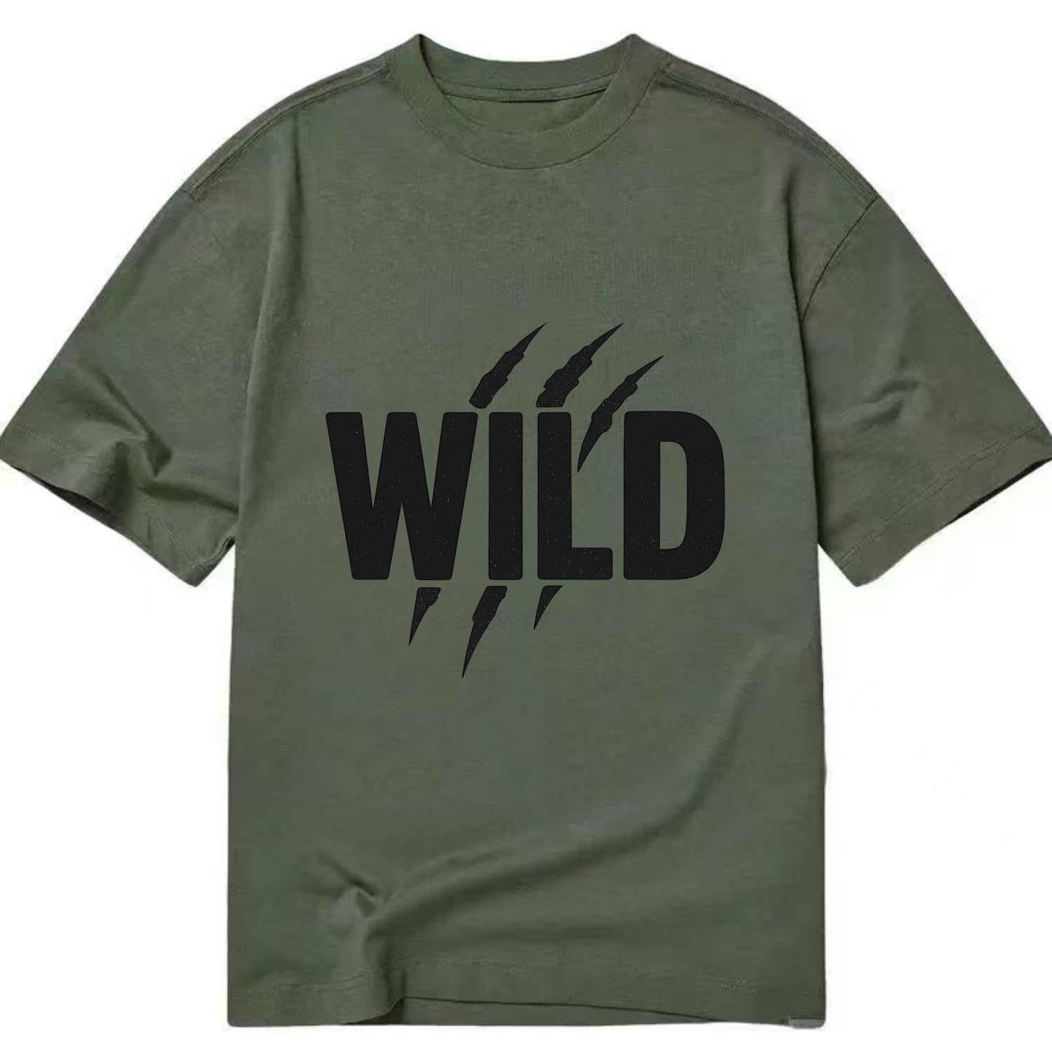 Bold typography design - "WILD" - untamed, natural, free - Classic T-shirt - Army Green