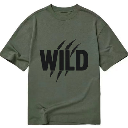 Bold typography design - "WILD" - untamed, natural, free - Classic T-shirt - Army Green